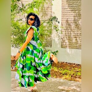 Elegant Boho African Print Women’s Dress.